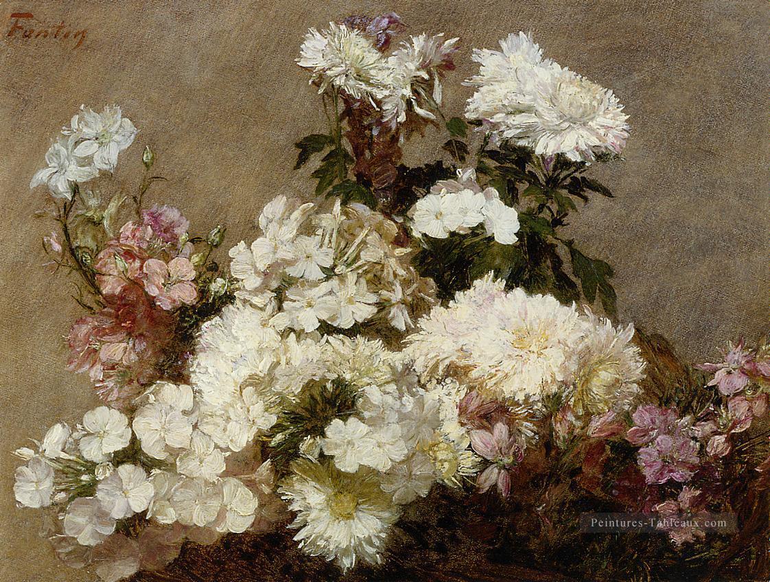 Chrysanthème d’été blanc Phlox et Larkspur Henri Fantin Latour Peintures à l'huile